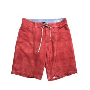 Analog AG Mens Board Shorts 30 Red Wheel Wash Coconut Fiber Swim Trunks